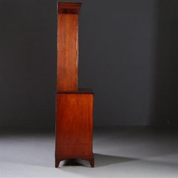 Grote foto antieke kasten buro bookcase schrijfklep met groen leer ingelegd mahonie ca. 1820 no.820311 antiek en kunst stoelen en banken