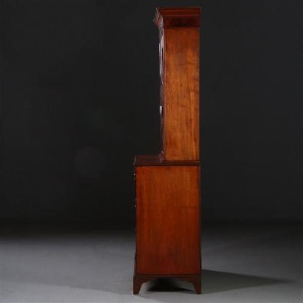 Grote foto antieke kasten buro bookcase schrijfklep met groen leer ingelegd mahonie ca. 1820 no.820311 antiek en kunst stoelen en banken