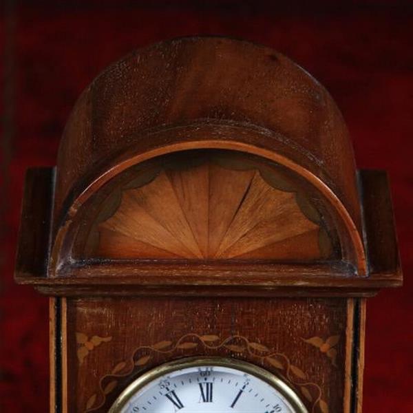 Grote foto antiek varia miniatuur staand horloge engels ca.1875 in mahonie met inlegwerk no.822151 antiek en kunst overige in antiek gebruiksvoorwerpen