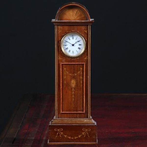 Grote foto antiek varia miniatuur staand horloge engels ca.1875 in mahonie met inlegwerk no.822151 antiek en kunst overige in antiek gebruiksvoorwerpen