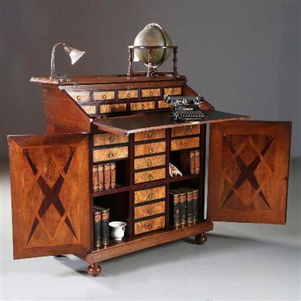 Grote foto antieke bureaus cantoor pupitrum hollands ca 1700 met fabuleus inlegwerk no.822411 antiek en kunst overige in antiek gebruiksvoorwerpen
