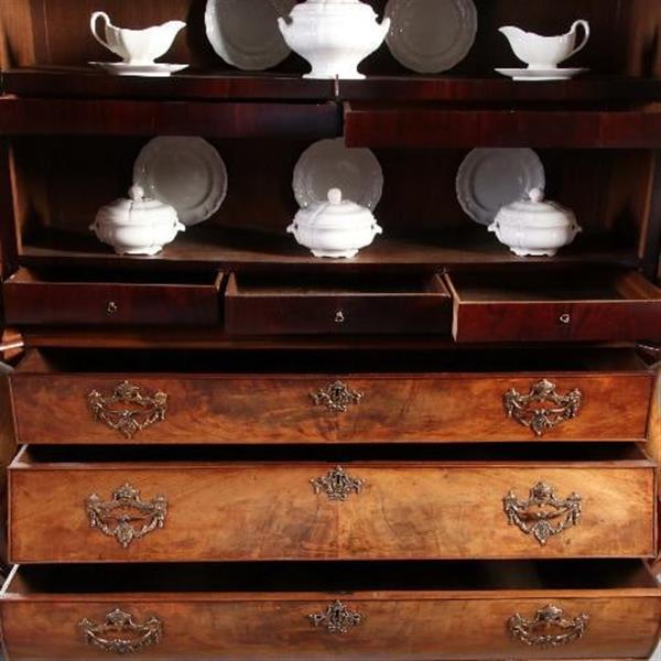 Grote foto antieke kast hollands bloemmahonie gebogen transition kabinet 1790 no.841215 antiek en kunst stoelen en banken