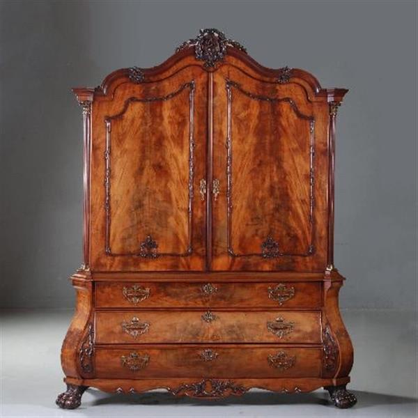 Grote foto antieke kast hollands bloemmahonie gebogen transition kabinet 1790 no.841215 antiek en kunst stoelen en banken