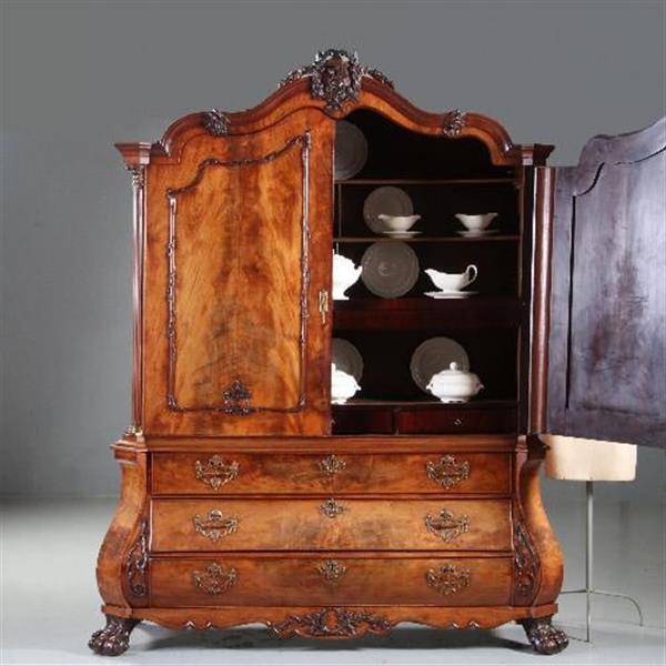 Grote foto antieke kast hollands bloemmahonie gebogen transition kabinet 1790 no.841215 antiek en kunst stoelen en banken