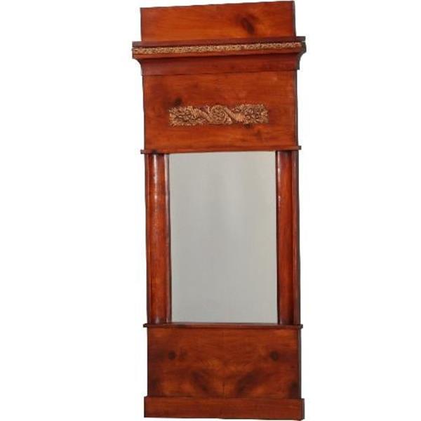 Grote foto antieke spiegel vroeg biedermeier spiegel met dubbele kap en brons beslag 1825 kersenhout no.851 antiek en kunst spiegels