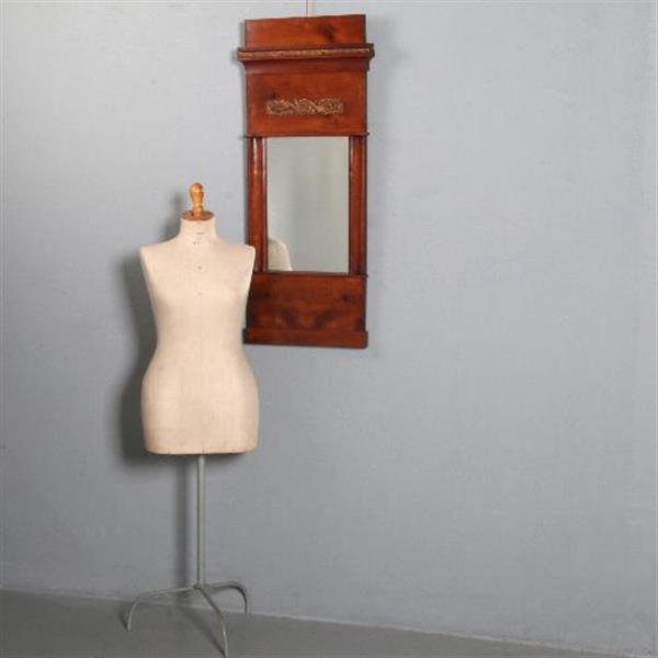Grote foto antieke spiegel vroeg biedermeier spiegel met dubbele kap en brons beslag 1825 kersenhout no.851 antiek en kunst spiegels