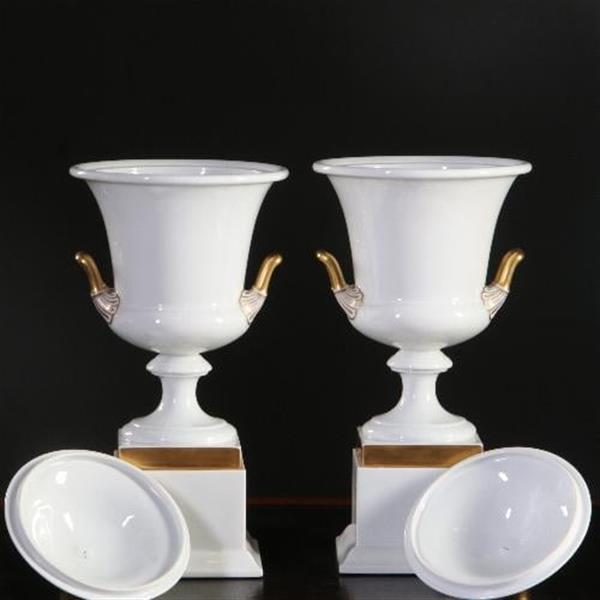 Grote foto antiek varia stel van 2 grote deksel coupes wit porselein met goud rosenthal ca 1910 no.840176 antiek en kunst overige in antiek gebruiksvoorwerpen