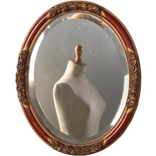 Grote foto antieke spiegels ovale spiegellijst met rood en goud facet geslepen ca 1900 no.851085 hoogte 0 antiek en kunst spiegels