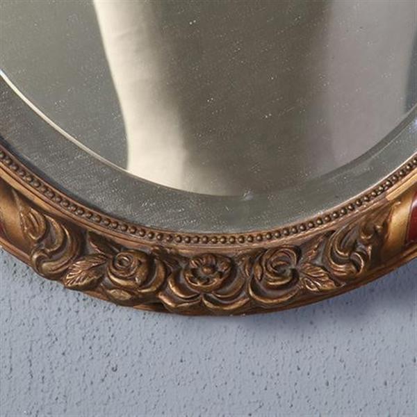 Grote foto antieke spiegels ovale spiegellijst met rood en goud facet geslepen ca 1900 no.851085 hoogte 0 antiek en kunst spiegels