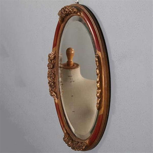 Grote foto antieke spiegels ovale spiegellijst met rood en goud facet geslepen ca 1900 no.851085 hoogte 0 antiek en kunst spiegels