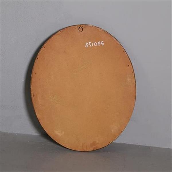 Grote foto antieke spiegels ovale spiegellijst met rood en goud facet geslepen ca 1900 no.851085 hoogte 0 antiek en kunst spiegels
