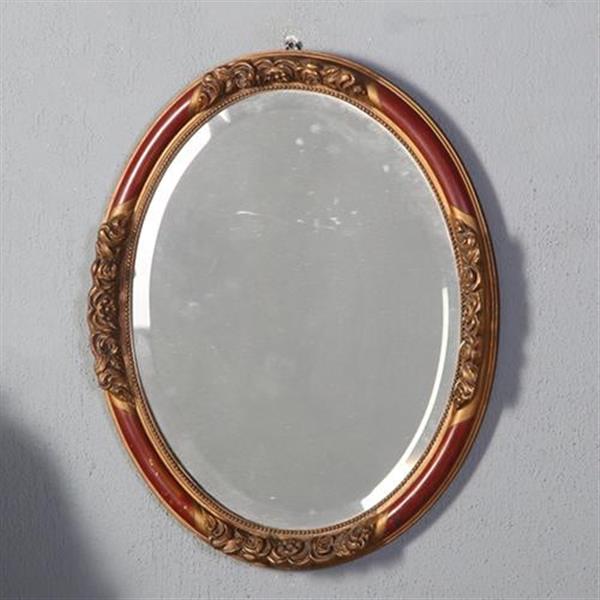 Grote foto antieke spiegels ovale spiegellijst met rood en goud facet geslepen ca 1900 no.851085 hoogte 0 antiek en kunst spiegels