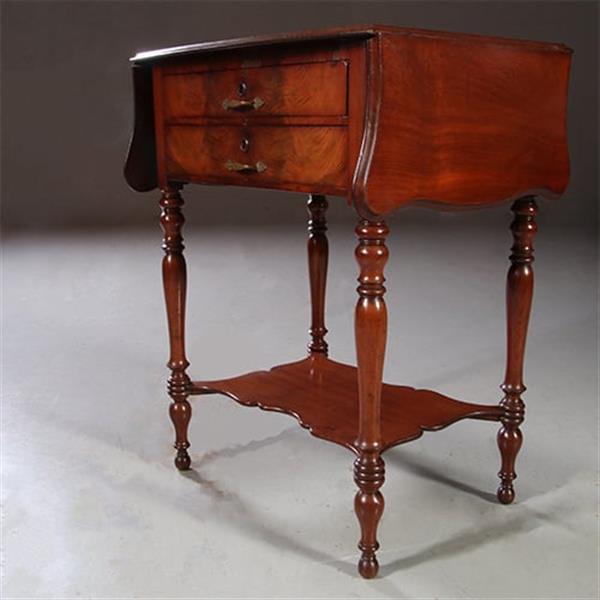 Grote foto antieke bijzettafels hollandse willem iii wandtafel flappentafel in mahonie no.871125 antiek en kunst stoelen en banken
