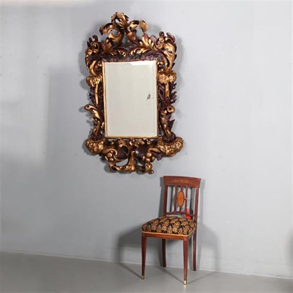 Grote foto grote formaat italiaans barok spiegel hout geneden lijst verguld en gebruineerd ca 1700 no.882440 antiek en kunst spiegels