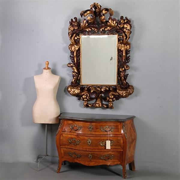 Grote foto grote formaat italiaans barok spiegel hout geneden lijst verguld en gebruineerd ca 1700 no.882440 antiek en kunst spiegels