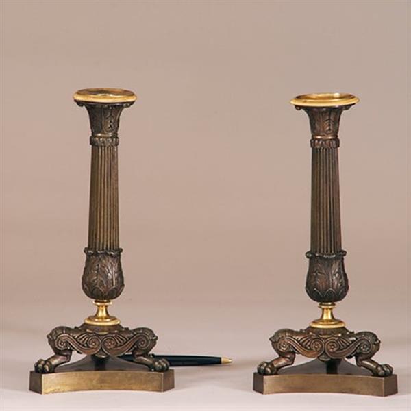 Grote foto antieke kandelaren stel van 2 bronzen deels vergulde kandelaren empire ca 1810 no.900810.g antiek en kunst overige in antiek gebruiksvoorwerpen