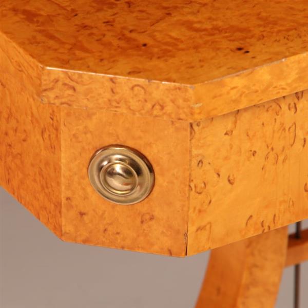 Grote foto antieke bijzettafels blond berkenwortel harptafeltje ca 1920 met lade no.892935 antiek en kunst stoelen en banken