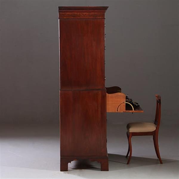 Grote foto antieke ladenkasten chest on chest tallboy ca. 1790 in mahonie met bureau no.910661 antiek en kunst overige in antiek gebruiksvoorwerpen