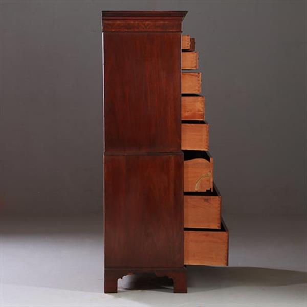 Grote foto antieke ladenkasten chest on chest tallboy ca. 1790 in mahonie met bureau no.910661 antiek en kunst overige in antiek gebruiksvoorwerpen