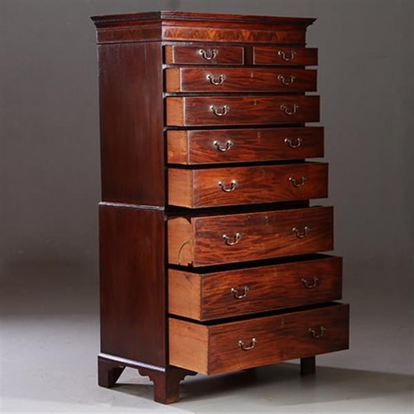 Grote foto antieke ladenkasten chest on chest tallboy ca. 1790 in mahonie met bureau no.910661 antiek en kunst overige in antiek gebruiksvoorwerpen
