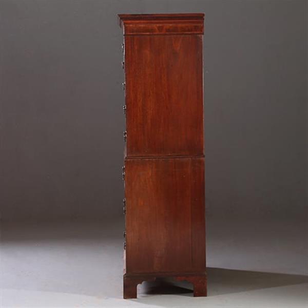 Grote foto antieke ladenkasten chest on chest tallboy ca. 1790 in mahonie met bureau no.910661 antiek en kunst overige in antiek gebruiksvoorwerpen
