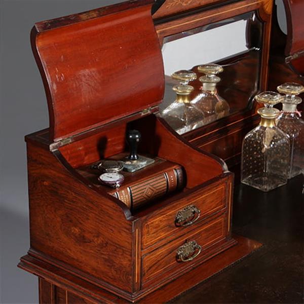 Grote foto antieke bureau zeer elegant palissander damesbureau rijk ingelegd ca. 1860 met leer en brons no.911 antiek en kunst overige in antiek gebruiksvoorwerpen