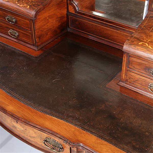Grote foto antieke bureau zeer elegant palissander damesbureau rijk ingelegd ca. 1860 met leer en brons no.911 antiek en kunst overige in antiek gebruiksvoorwerpen