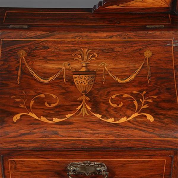 Grote foto antieke bureau zeer elegant palissander damesbureau rijk ingelegd ca. 1860 met leer en brons no.911 antiek en kunst overige in antiek gebruiksvoorwerpen