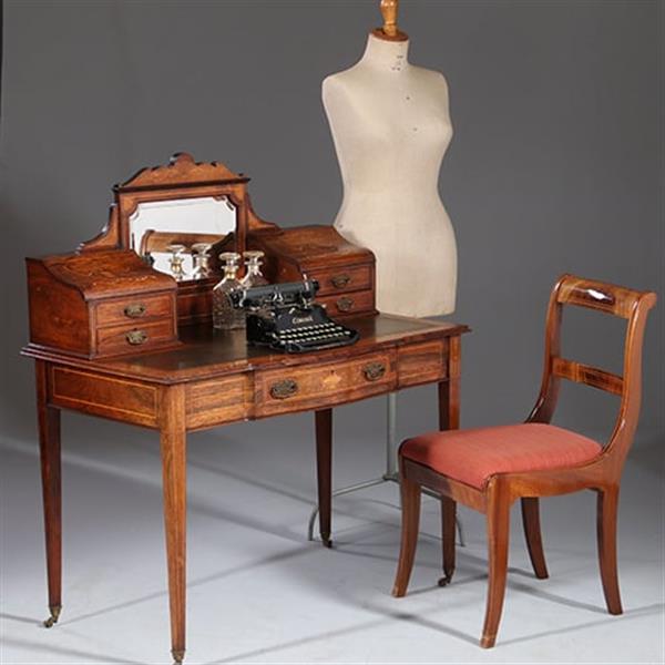 Grote foto antieke bureau zeer elegant palissander damesbureau rijk ingelegd ca. 1860 met leer en brons no.911 antiek en kunst overige in antiek gebruiksvoorwerpen