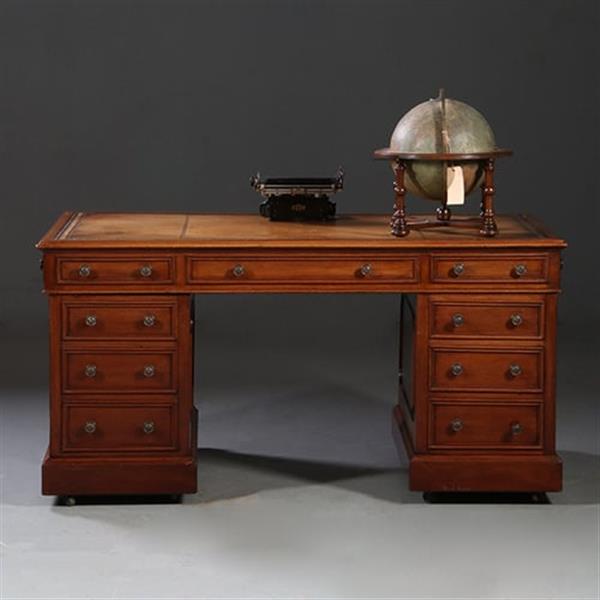Grote foto mahonie bureau goud gestempeld doorleefd leer ca 1870 no.913145 antiek en kunst overige in antiek gebruiksvoorwerpen