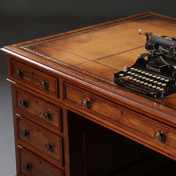 Grote foto mahonie bureau goud gestempeld doorleefd leer ca 1870 no.913145 antiek en kunst overige in antiek gebruiksvoorwerpen