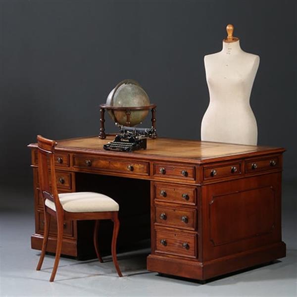 Grote foto mahonie bureau goud gestempeld doorleefd leer ca 1870 no.913145 antiek en kunst overige in antiek gebruiksvoorwerpen