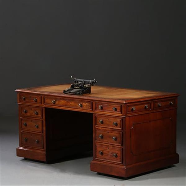 Grote foto mahonie bureau goud gestempeld doorleefd leer ca 1870 no.913145 antiek en kunst overige in antiek gebruiksvoorwerpen