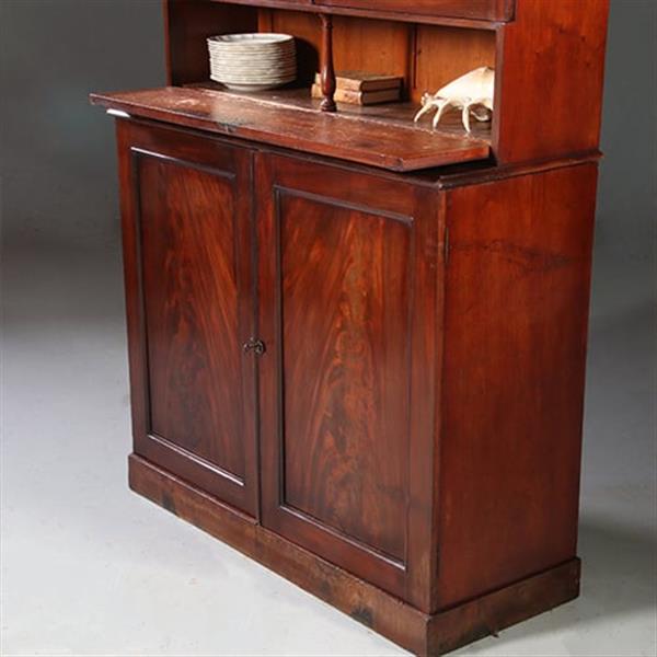 Grote foto hoge boekenkast mahonie met archiefklep en prachtig oud glas ca. 1830 no.920305 antiek en kunst stoelen en banken