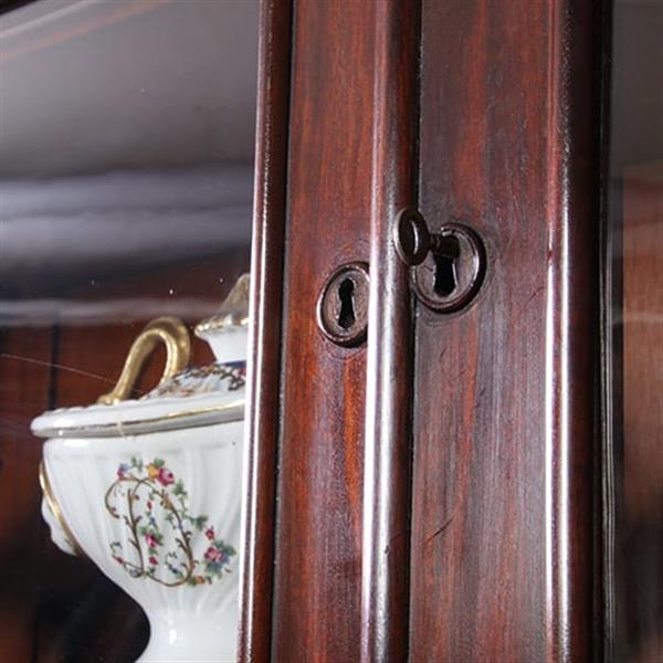 Grote foto hoge boekenkast mahonie met archiefklep en prachtig oud glas ca. 1830 no.920305 antiek en kunst stoelen en banken