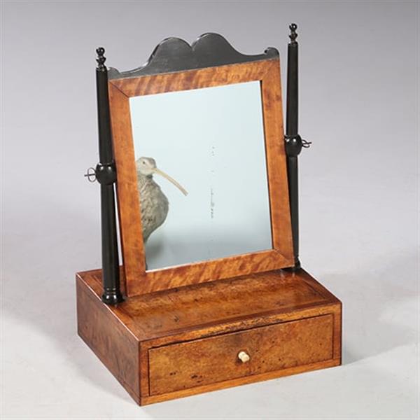 Grote foto kapspiegeltje in berken wortel en mahonie ca 1890 kantelbaar no.913120 antiek en kunst spiegels
