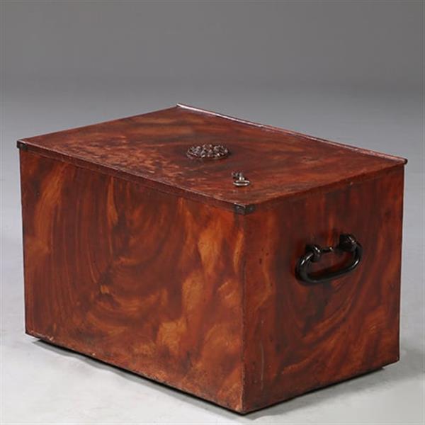 Grote foto geldkist of strongbox engeland ca 1875 ijzer gehout in bloemmahonie met sleutel no.921335 antiek en kunst stoelen en banken