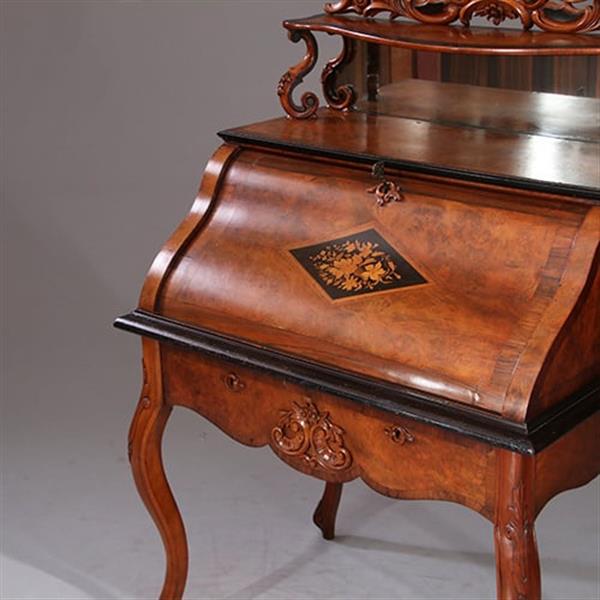 Grote foto prachtig ingelegde hollandse willem iii dames secretaire ca 1870 wortelnoten met zwart no.931135 antiek en kunst overige in antiek gebruiksvoorwerpen
