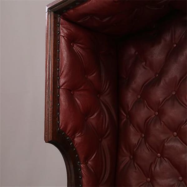 Grote foto porters chair huifzetel 18e eeuws rood bekleed deels gecapitonneerd no.922840 antiek en kunst stoelen en banken