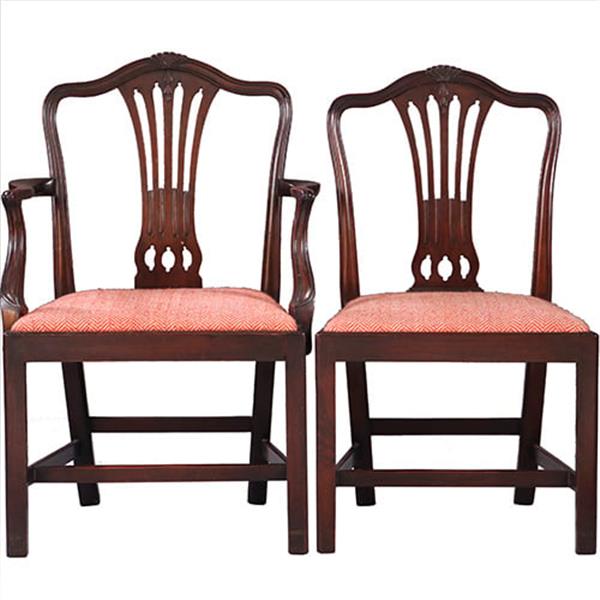 Grote foto 8 eetkamerstoelen met nieuwe bekleding naar wens 2 met armleuningen ca 1890 no.931160 antiek en kunst stoelen en banken