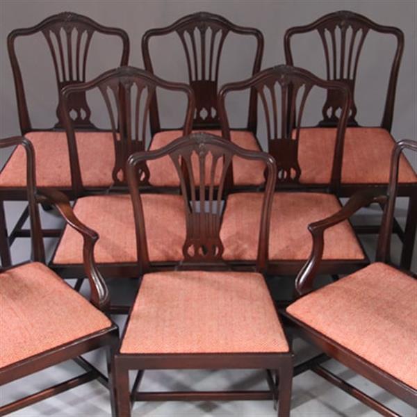 Grote foto 8 eetkamerstoelen met nieuwe bekleding naar wens 2 met armleuningen ca 1890 no.931160 antiek en kunst stoelen en banken
