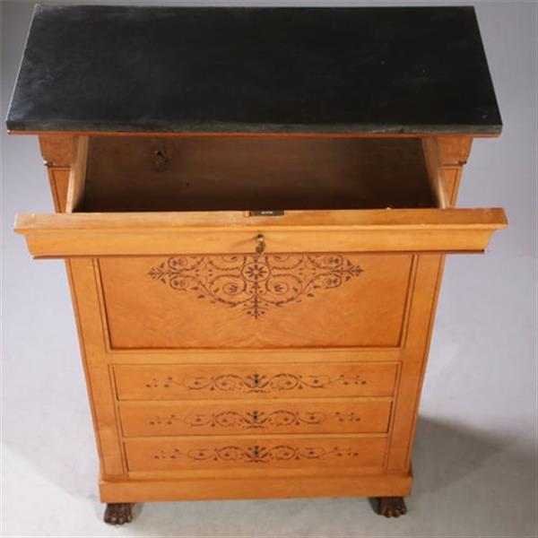 Grote foto blonde secretaire abattant of klep secretaire met geheime vakjes esdoorn met amarant ca 1835 no.93 antiek en kunst overige in antiek gebruiksvoorwerpen