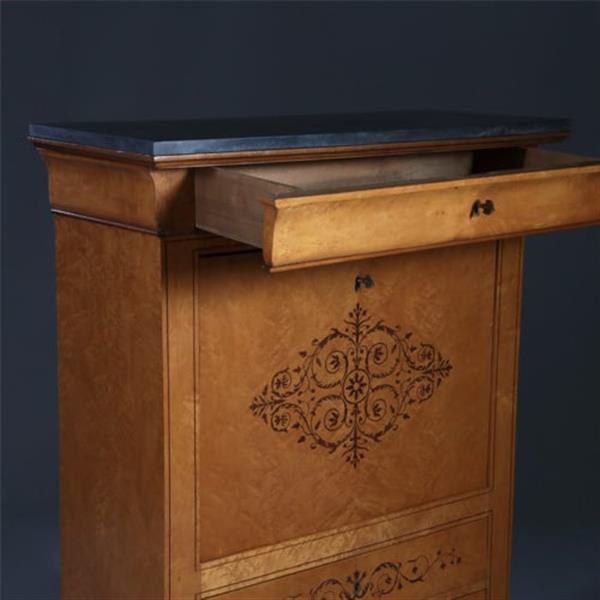 Grote foto blonde secretaire abattant of klep secretaire met geheime vakjes esdoorn met amarant ca 1835 no.93 antiek en kunst overige in antiek gebruiksvoorwerpen
