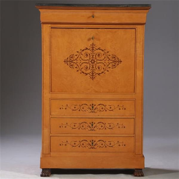 Grote foto blonde secretaire abattant of klep secretaire met geheime vakjes esdoorn met amarant ca 1835 no.93 antiek en kunst overige in antiek gebruiksvoorwerpen