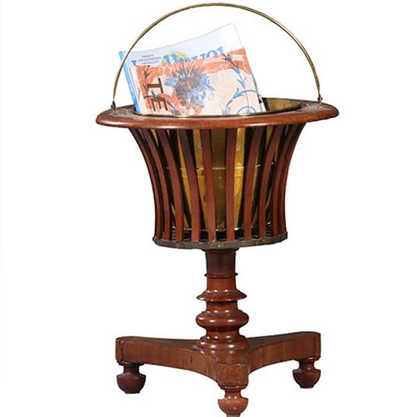 Grote foto theestoof biedermeier rond met gespaakte bak ca 1835 mahonie met palm no.932850 antiek en kunst stoelen en banken