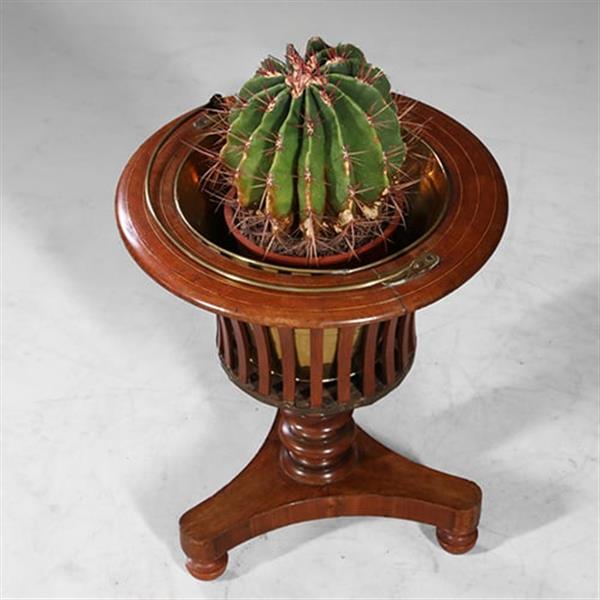 Grote foto theestoof biedermeier rond met gespaakte bak ca 1835 mahonie met palm no.932850 antiek en kunst stoelen en banken