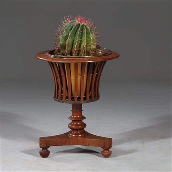 Grote foto theestoof biedermeier rond met gespaakte bak ca 1835 mahonie met palm no.932850 antiek en kunst stoelen en banken