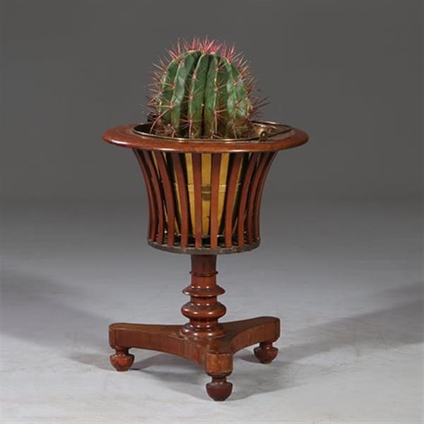 Grote foto theestoof biedermeier rond met gespaakte bak ca 1835 mahonie met palm no.932850 antiek en kunst stoelen en banken