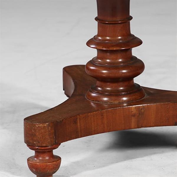 Grote foto theestoof biedermeier rond met gespaakte bak ca 1835 mahonie met palm no.932850 antiek en kunst stoelen en banken