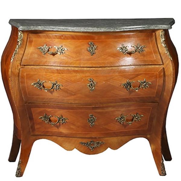 Grote foto zeer fraai gebombeerde commode met rijk inlegwerk ca 1920 rococo stijl no.941815 antiek en kunst stoelen en banken